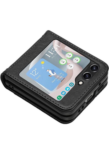 Samsung Galaxy Z Flip6 Manyetik Kapatma Bilek Kayışı Pu Kart Için Flip Case (Yurt Dışından) modelleri