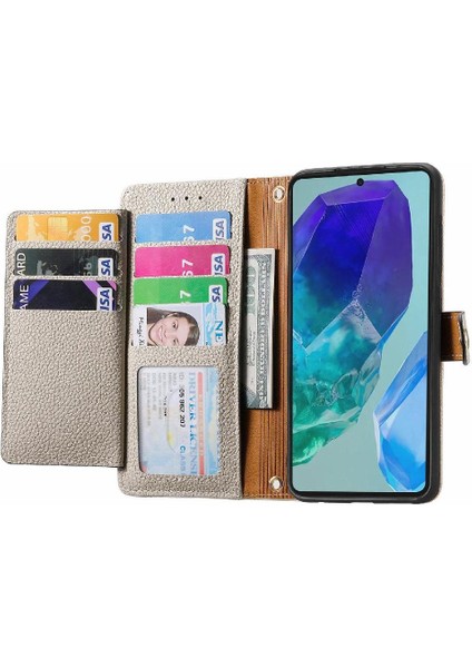 Mays Home1 Samsung Galaxy M55 Fermuar Aşk Deri Kılıf Cüzdan Için Flip Case (Yurt Dışından)