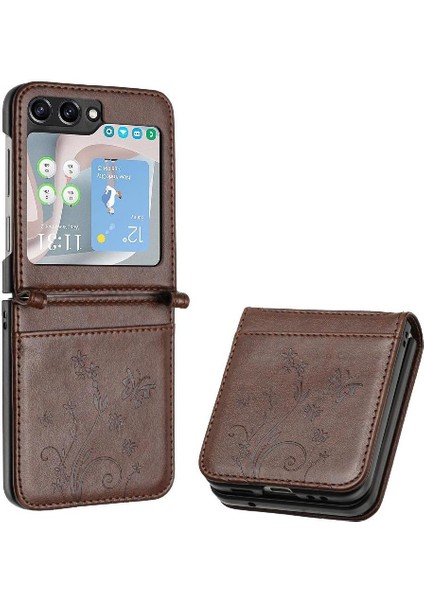 Samsung Galaxy Z Flip6 Manyetik Kapatma Bilek Kayışı Pu Kart Için Flip Case (Yurt Dışından)