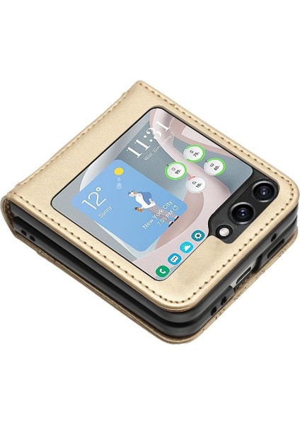 Samsung Galaxy Z Flip6 Manyetik Kapatma Bilek Kayışı Pu Kart Için Flip Case (Yurt Dışından) modelleri