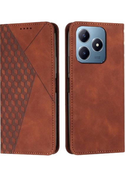 Realme C61 Cüzdan Kickstand Pu Deri Kart Ekleme Için Flip Case (Yurt Dışından)