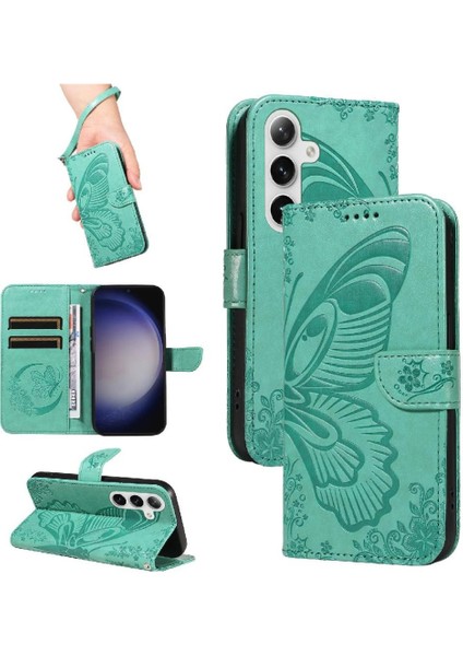 Samsung Galaxy S24 Artı Yüksek Kaliteli Deri ile Kabartmalı Flip Case (Yurt Dışından)