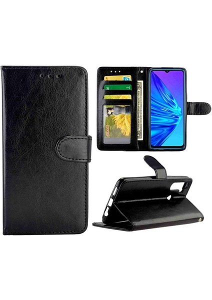 Realme 5 Darbeye Dayanıklı Manyetik Kapatma Kart Tutucu Pu Deri Için Flip Case (Yurt Dışından)