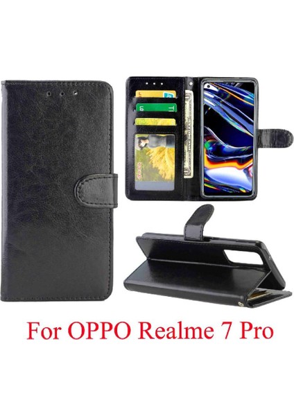 Realme 7 Pro Manyetik Kapatma Pu Deri Kickstand Kart Için Flip Case (Yurt Dışından)