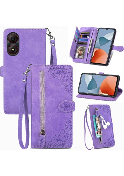 Zte A34 Cüzdan Flip Fermuar Tarzı Çoklu Kart Yuvası Çok Renkli Flip Case (Yurt Dışından)