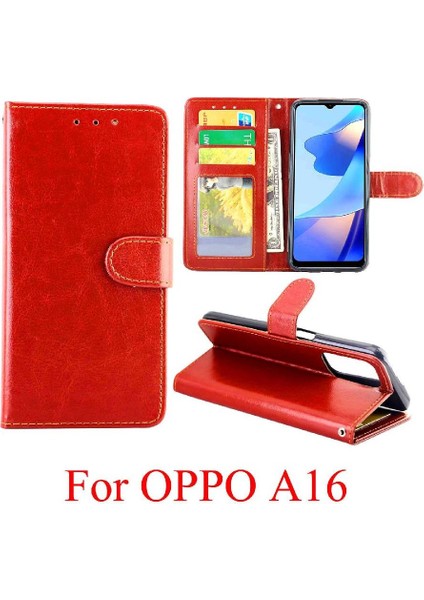 Oppo A16 Darbeye Kickstand Kart Tutucu Manyetik Kapatma Için Flip Case (Yurt Dışından) modelleri