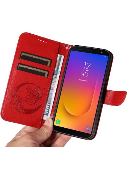 Samsung Galaxy J6 2018 Için Flip Case Ayrılabilir El Kayışı Kabartmalı Yüksek (Yurt Dışından)