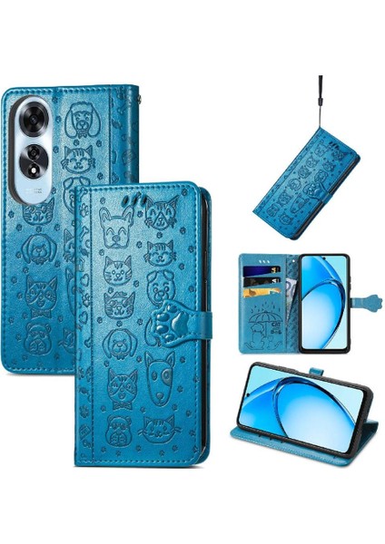 Oppo A60 4g Flip Kapak Için Flip Case Kısa Kayış Deri Kılıf Karikatür (Yurt Dışından)