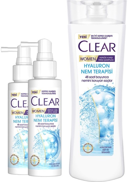 Women Şampuan Hyaluron Nem Terapisi 350 ml + Clear Women Serum Hyaluron Nem Terapisi 90 ml X2 fiyatları