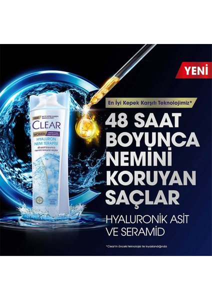 Women Şampuan Hyaluron Nem Terapisi 350 ml + Clear Women Serum Hyaluron Nem Terapisi 90 ml X2 modelleri