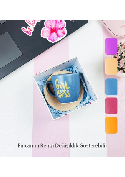 Özel Kutulu Girl Boss Ahşap Tabaklı Türk Kahvesi Fincanı fiyatları