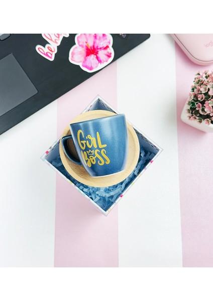 Özel Kutulu Girl Boss Ahşap Tabaklı Türk Kahvesi Fincanı fırsatları