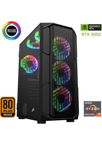 XSR619 Ryzen 7 5700X 32GB Ram 512GB M.2 Nvme SSD 6gb RTX3050 24"curved 180Hz Oyun Bilgisayarı fiyatları