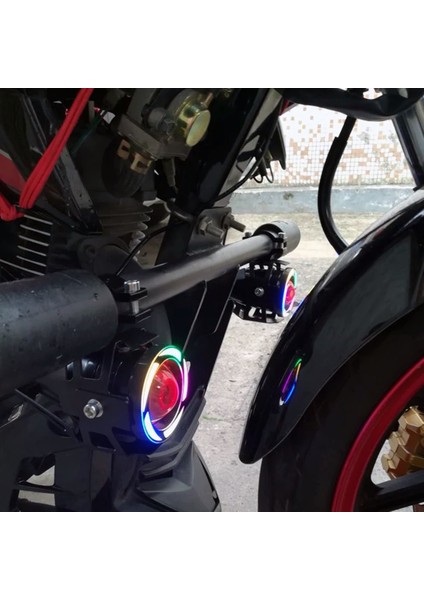 Beyaz Rgb Angel Kırmızı Şeytan Göz Çakarlı 20W Motorsiklet Sis Farı LED Projektör 1 Adet indirimleri