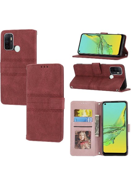 Oppo Için Flip Case A53 4g Darbeye Koruyucu Kickstand Cüzdan Kılıf Pu (Yurt Dışından)