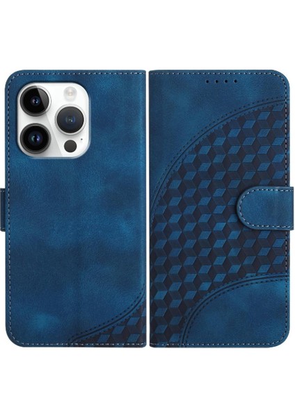 IPhone 16 Için Flip Case Pro Pu Deri Kapak Çevirin Geometrik Desen Kılıf (Yurt Dışından)