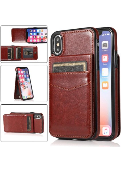 Kredi Manyetik Toka Kılıfı ile IPhone Xs Max Kart Tutucu ile Uyumlu (Yurt Dışından)