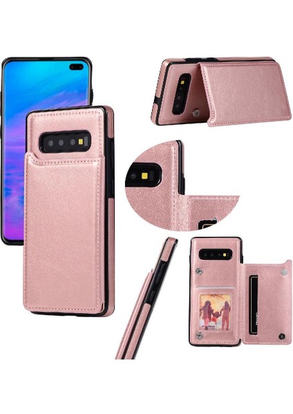 Samsung Galaxy S10 Kart Yuvaları Için Cüzdan Durumda Çift Manyetik Toka ile (Yurt Dışından)
