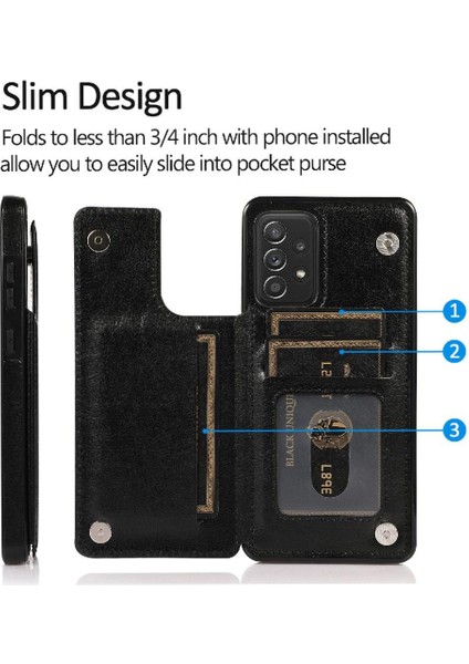 Cüzdan Kılıf Samsung Galaxy Için A52S 5g Çift Manyetik Toka Kart Yuvaları (Yurt Dışından)