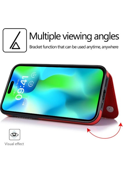 Kart Tutucu ile IPhone 14 Pro Max Pu Deri Kickstand Için Cüzdan Kılıf (Yurt Dışından)