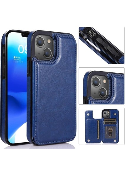 Kart Tutucu ile IPhone 14 Için Cüzdan Durumda Pu Deri Kart Yuvaları Kickstand (Yurt Dışından)
