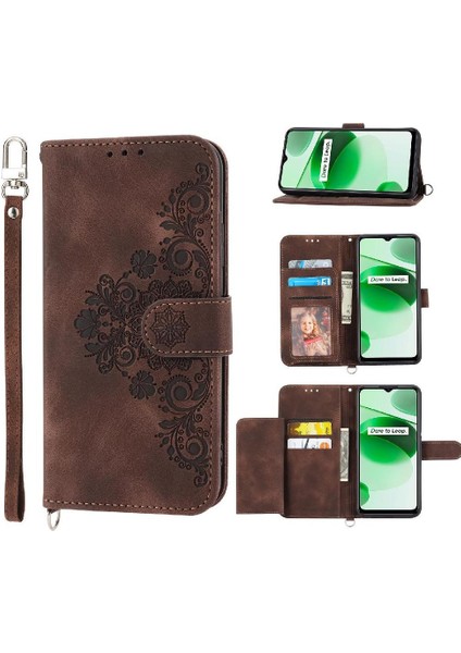 Realme 9 Pro Kabartmalı Bileklik Çoklu Kredi Kartı Yuvaları Için Flip Case (Yurt Dışından)