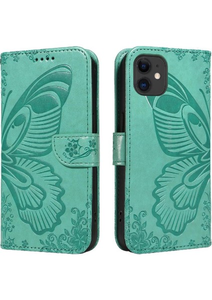 Kredi Kartı Yuvası ile IPhone 12 Mini Yüksek Kaliteli Deri Için Flip Case (Yurt Dışından)