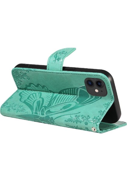 Kredi Kartı Yuvası ile IPhone 12 Mini Yüksek Kaliteli Deri Için Flip Case (Yurt Dışından)