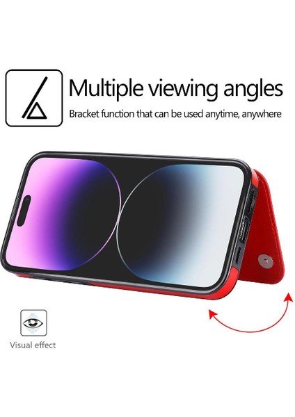 Cüzdan Kılıf IPhone 15 Pro Max Kickstand Çift Manyetik Toka ile Pu (Yurt Dışından)