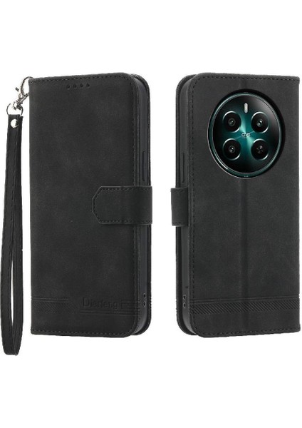 Realme 12 Artı Manyetik Kapatma Kart Yuvaları Için Flip Case Bileklik Nakit (Yurt Dışından)