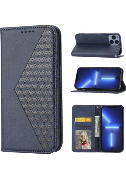 IPhone 14 Için Flip Case Pro Max Eşkenar Dörtgen Şekli Günlük Kullanım El Kayışı Standı (Yurt Dışından)