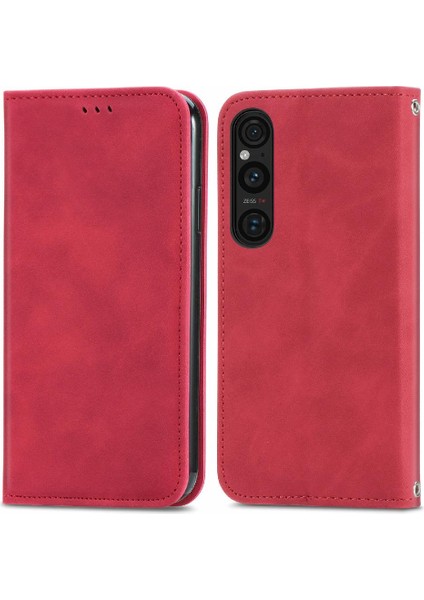 Sony Xperia 1 V Için Flip Case Darbeye Basit Iş Deri Kılıf (Yurt Dışından)