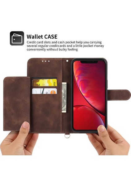 Iphone 11 Için Flip Case Xr Kabartmalı Çoklu Kredi Kartı Yuvaları Bileklik (Yurt Dışından)