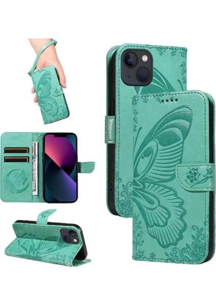 Kredi Kartı Yuvası ile IPhone 14 Için Flip Case Ayrılabilir El Kayışı Yüksek (Yurt Dışından)