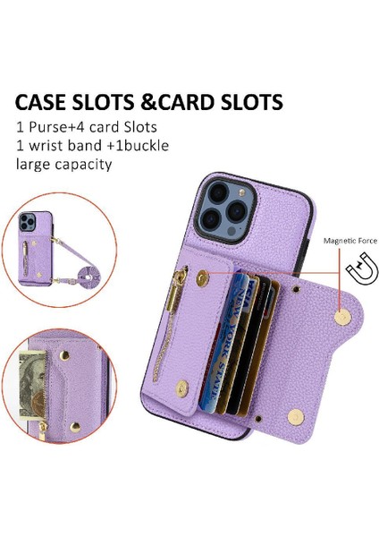 IPhone 13 Için Kılıf Pro Uzun Kayış Büyük Kapasiteli Mini Sırt Çantası Kart Yuvaları (Yurt Dışından)