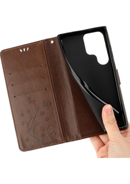 Samsung Galaxy S23 Ultra Kickstand Manyetik Kapatma Bilek Pu Için Filp Durumda (Yurt Dışından) modelleri
