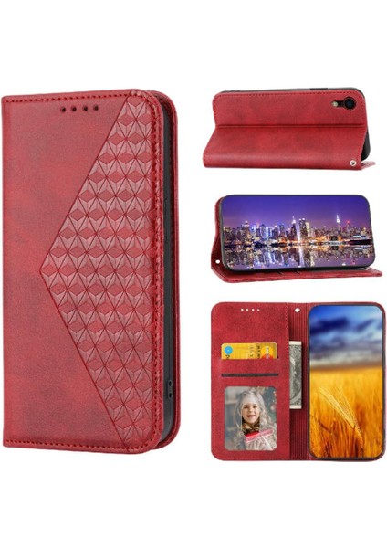 IPhone Xr Cüzdan Günlük Kullanım Için Flip Case El Kayışı Standı Eşkenar Dörtgen Şekli (Yurt Dışından)