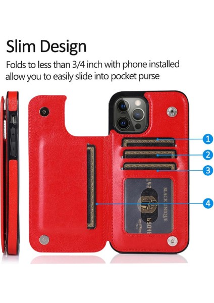 Kart Tutucu Toka ile IPhone 14 Pro Kart Yuvaları Pu Deri Için Cüzdan Kılıf (Yurt Dışından) indirimleri