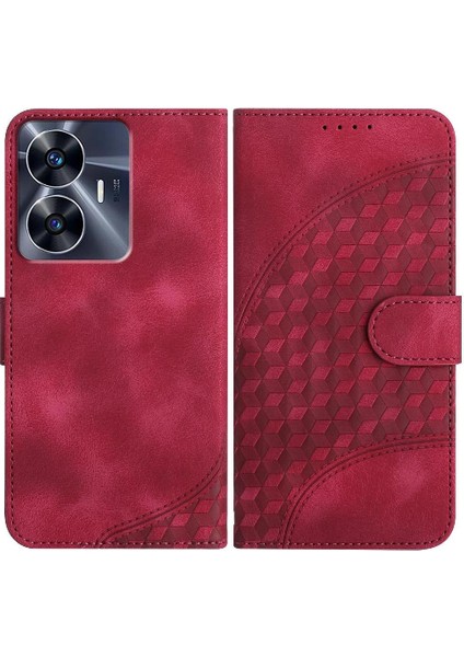Realme C55 Manyetik Kart Tutucu Için Flip Case Pu Deri Kapak Çevirin (Yurt Dışından)