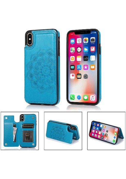 IPhone Xs Max Desen Çiçek Kabartmalı Pu Için Kart Tutucu Kılıf ile Cüzdan (Yurt Dışından)