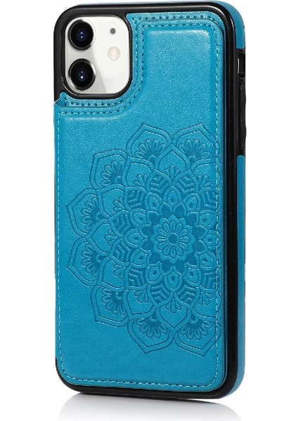 IPhone 11 Için Kart Tutucu Kılıf ile Cüzdan Çift Düğmeler Kabartmalı Mandala (Yurt Dışından)