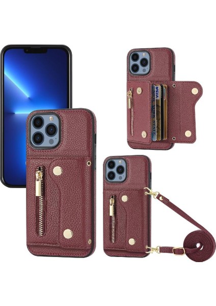 IPhone 13 Için Kılıf Pro Uzun Kayış Büyük Kapasiteli Mini Sırt Çantası Kart Yuvaları (Yurt Dışından)