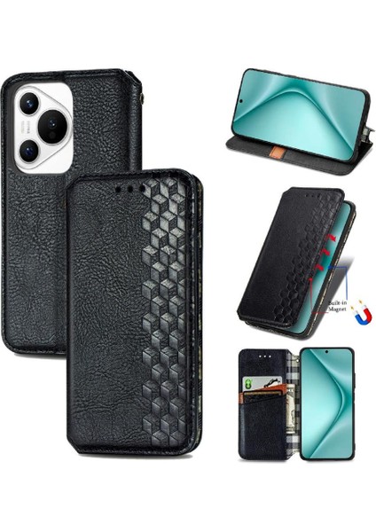 Huawei Pura 70 Cüzdan Fonksiyonu Için Flip Case Kapak Zarif Deri (Yurt Dışından)