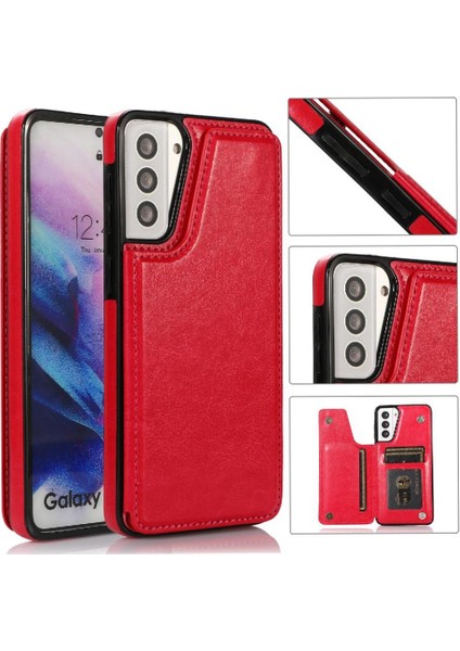 Samsung Galaxy S21 Çift Manyetik Toka Kickstand ile Cüzdan Kılıf (Yurt Dışından)