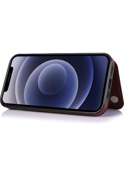IPhone 12 Için Cüzdan Durumda Çift Manyetik Toka Kart Yuvaları ile Kickstand (Yurt Dışından) indirimleri