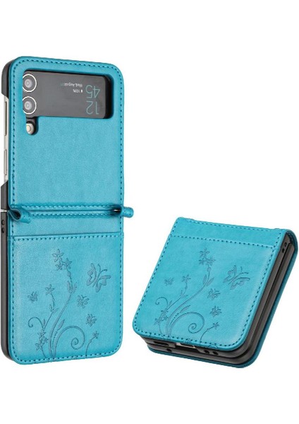 Samsung Galaxy Z Flip4 Için Filp Durumda Kart Tutucu Kickstand Bilek Kayışı Pu (Yurt Dışından)