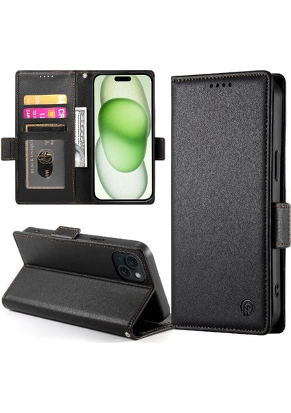 IPhone 15 Için Flip Case Artı Flip Cüzdan Kartvizit Yuvaları Günlük Kullanım (Yurt Dışından)