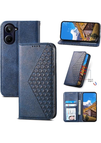 Realme 10 Pro 5g Cüzdan Günlük Kullanım Için Flip Case El Kayışı Eşkenar Dörtgen Şekli (Yurt Dışından)