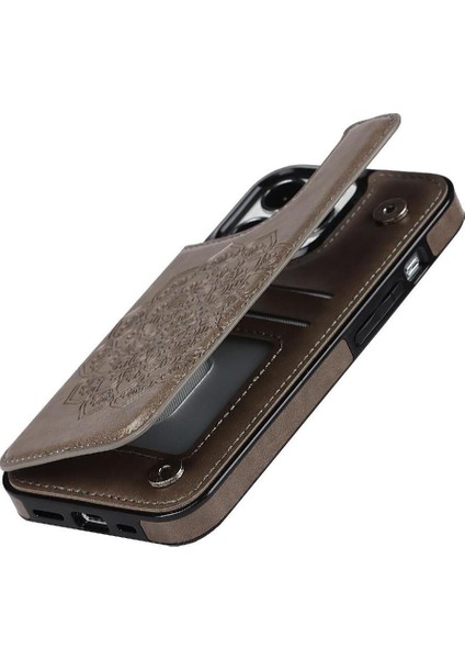 IPhone 15 Için Kart Tutucu Kılıf ile Cüzdan Pro Max Flip Darbeye Mandala (Yurt Dışından)