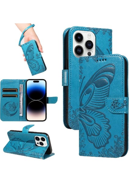 Kredi Kartı Yuvası ile IPhone 14 Pro Için Flip Case Ayrılabilir El Kayışı (Yurt Dışından)